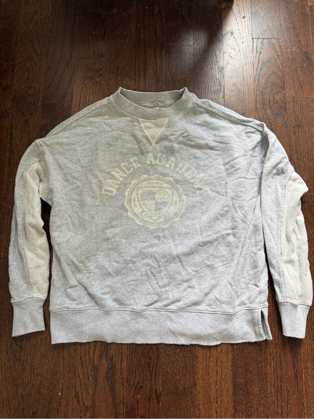 aerie Light Gray Crewneck Sweatshirt with Dance Academy Emblem